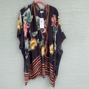 Save the Ocean Women's Multicolor Striped Leaf Kaftan One Size
